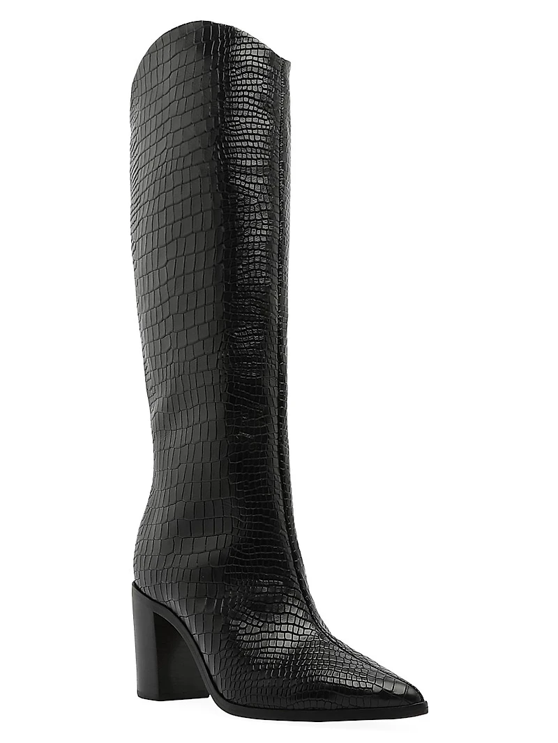 Analeah 85MM Croc-Embossed Leather Boots