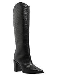 Analeah 85MM Croc-Embossed Leather Boots