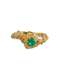 24K-Gold-Plated & Emerald Ring