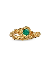 24K-Gold-Plated & Emerald Ring