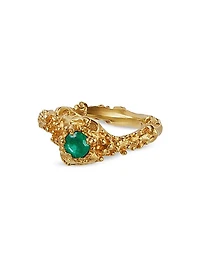 24K-Gold-Plated & Emerald Ring
