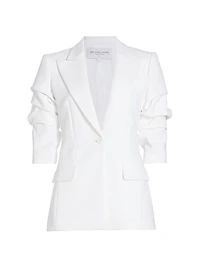Cate Ruched-Sleeve Blazer