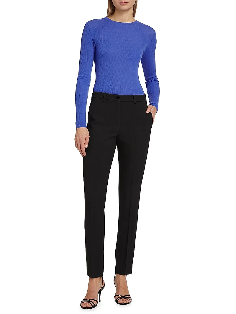Samantha Pleated Straight-Leg Pants