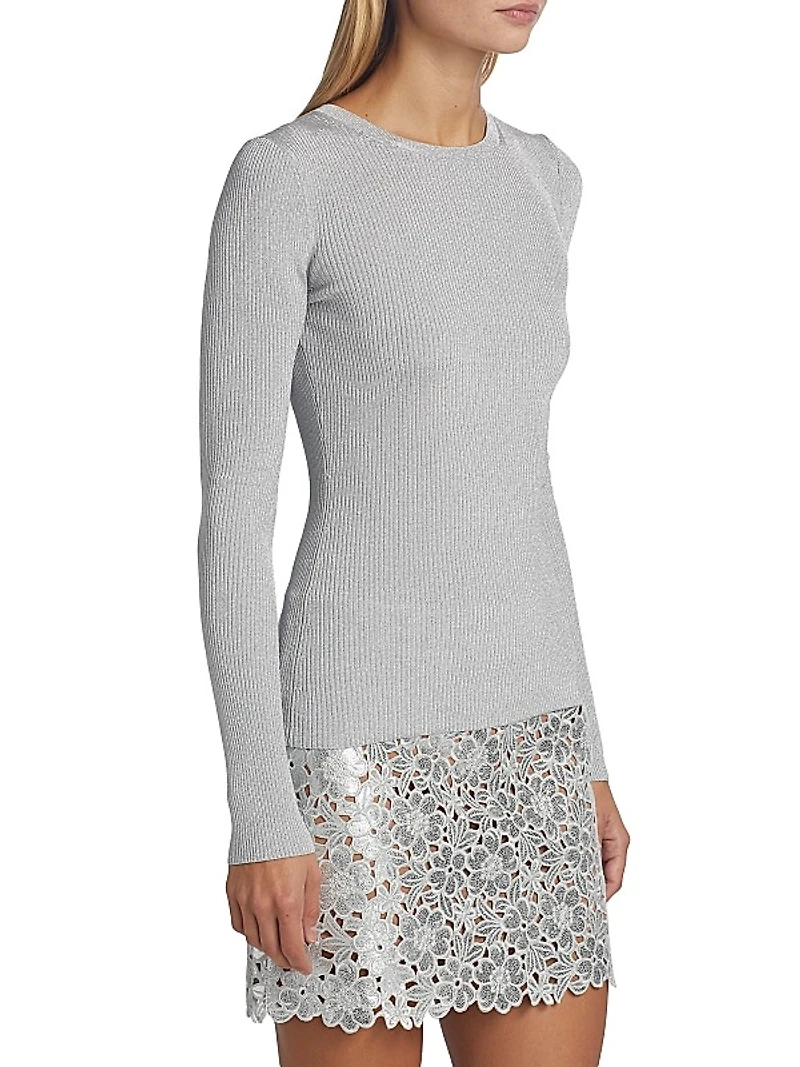 Hutton Metallic-Knit Top