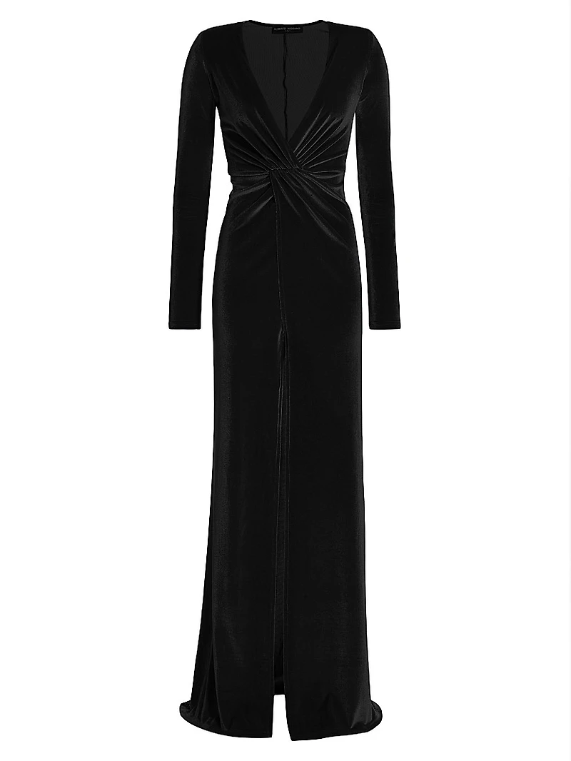 Misse Long-Sleeve Velvet Gown