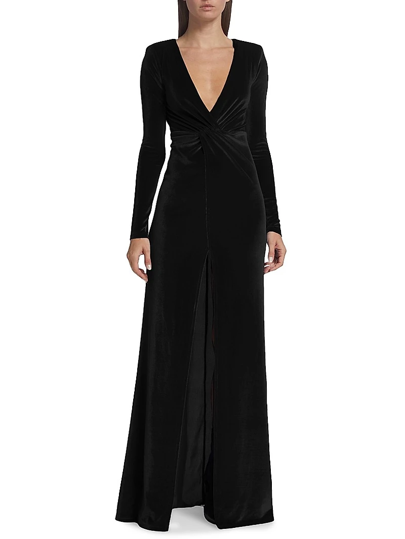Misse Long-Sleeve Velvet Gown