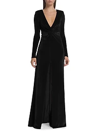 Misse Long-Sleeve Velvet Gown