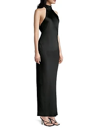 Tatiana High-Neck Satin Gown