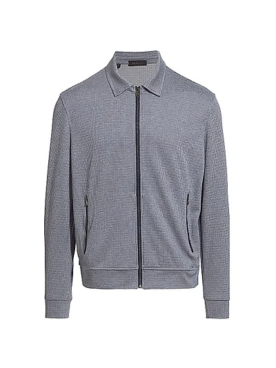 Houdstooth Knit Bomber Jacket