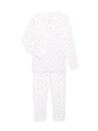 Little Kid's & Kid's Star & Crown Print 2-Piece Pajama Set
