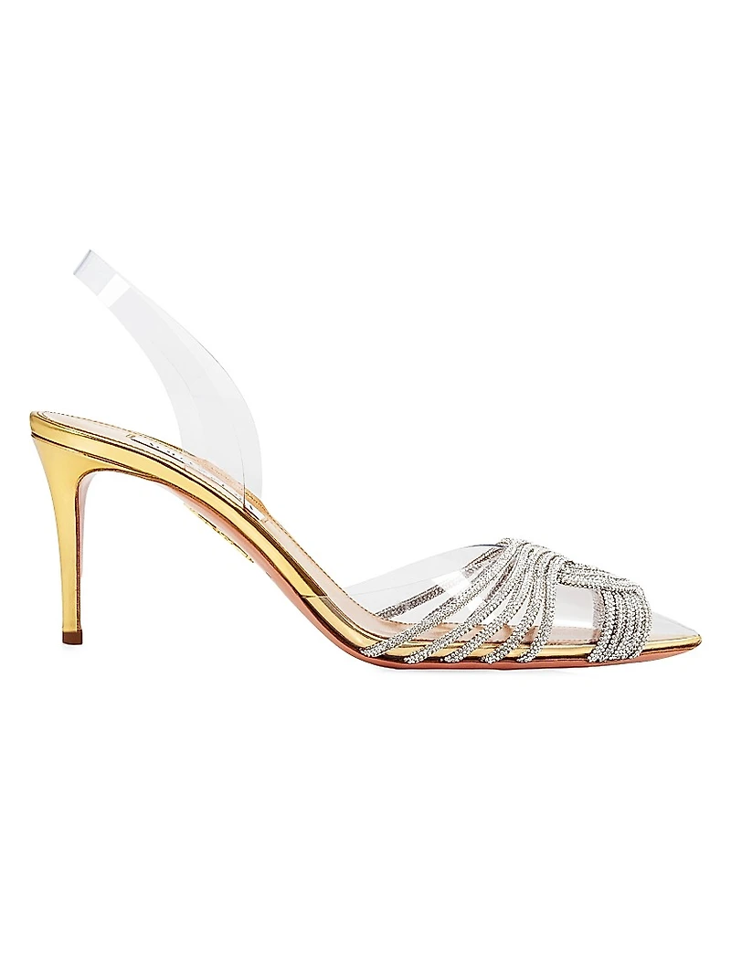 Gatsby 75MM Crystal-Embellished PVC Slingback Sandals