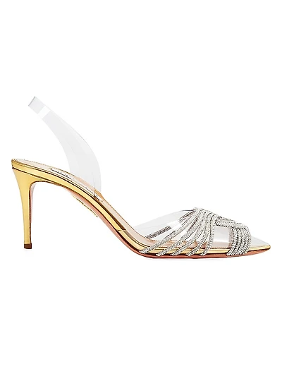 Gatsby 75MM Crystal-Embellished PVC Slingback Sandals