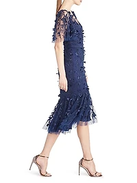 Gretchen Floral Appliqué & Sequin Cocktail Dress