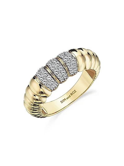 Connected Morphose 14K Yellow Gold & 0.37 TCW Diamond Fluted Ring