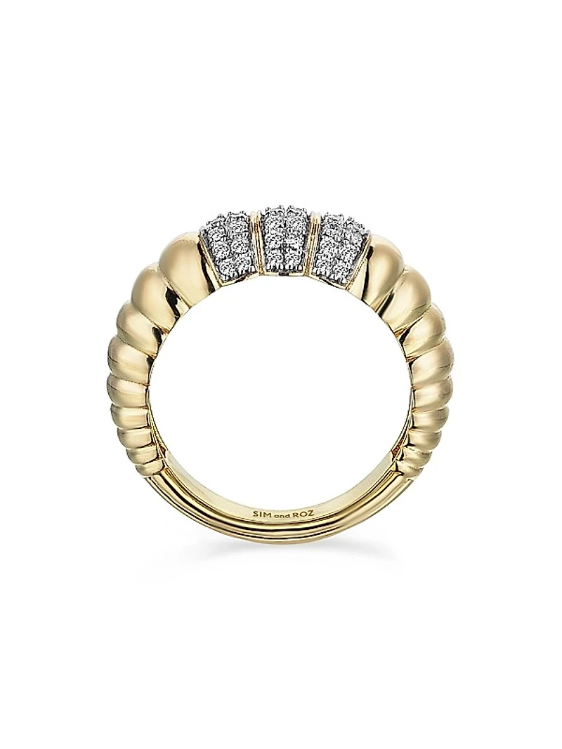 Connected Morphose 14K Yellow Gold & 0.37 TCW Diamond Fluted Ring