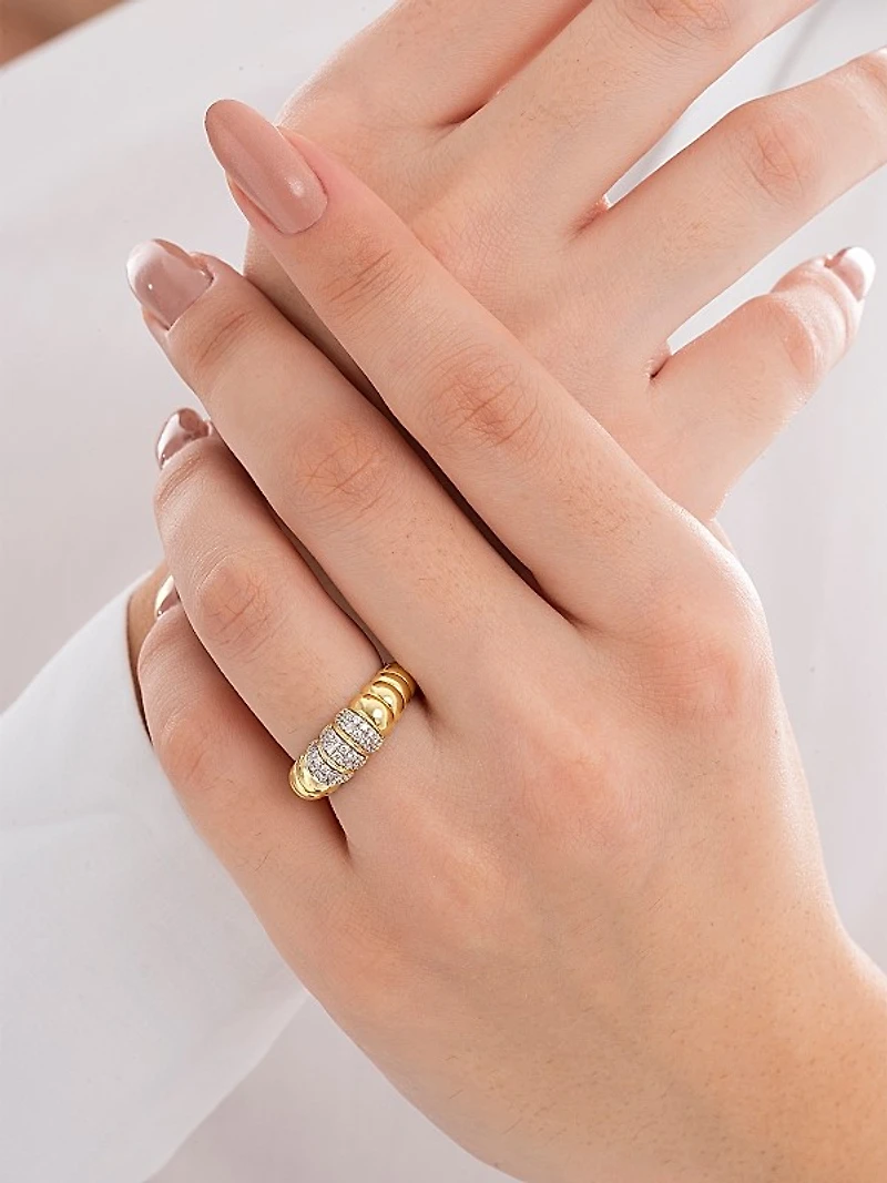 Connected Morphose 14K Yellow Gold & 0.37 TCW Diamond Fluted Ring