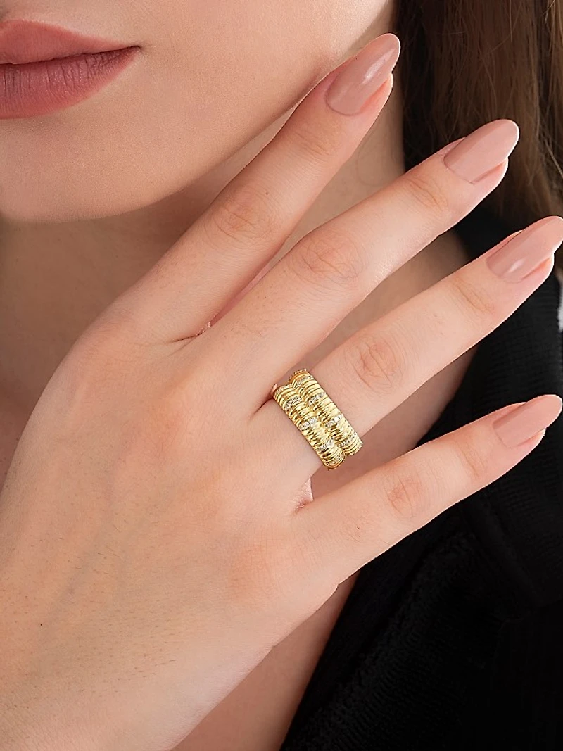Connected Double-Movement 14K Yellow Gold & 0.52 TCW Diamond Ring