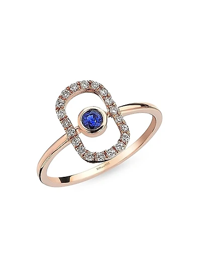 Orbits 14K Rose Gold, 0.15 TCW Diamond, & Sapphire Ring