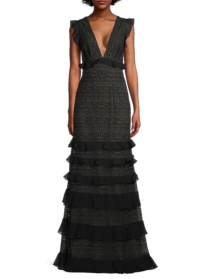 Serafina Ruffle Lace Gown