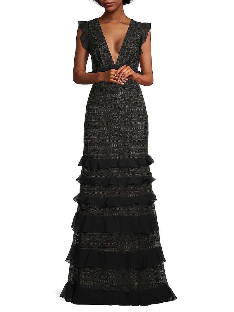 Serafina Ruffle Lace Gown