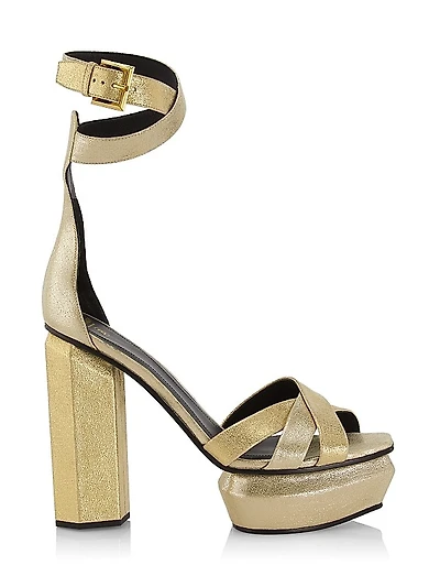 Metallic Leather Platform Sandals