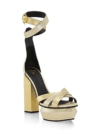 Metallic Leather Platform Sandals