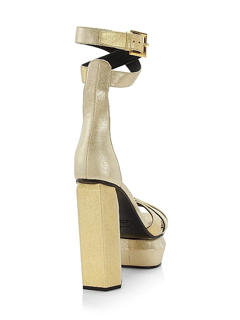 Metallic Leather Platform Sandals