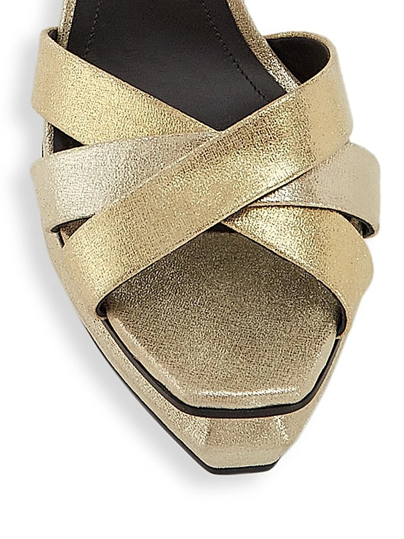 Metallic Leather Platform Sandals