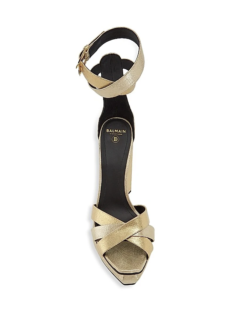 Metallic Leather Platform Sandals
