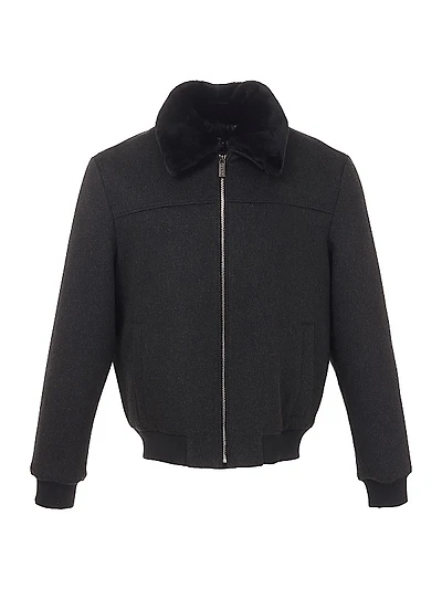 Wool Jacket with Shearling Lamb