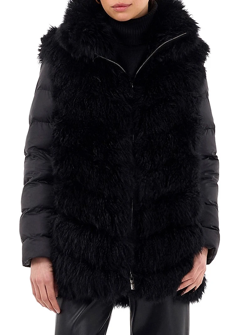 Cashmere Goat Puffer with Detachable Sleeves