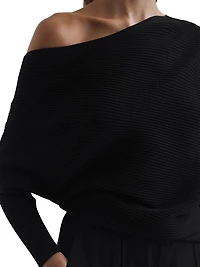 Lorna Ribbed One-Shoulder Sweater