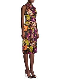 Floral Cowlneck Cocktail Dress