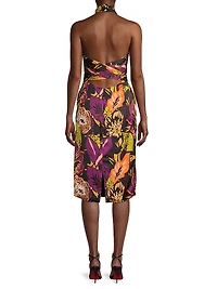 Floral Cowlneck Cocktail Dress