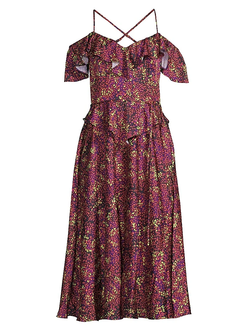 Printed Off-The-Shoulder Midi-Dress