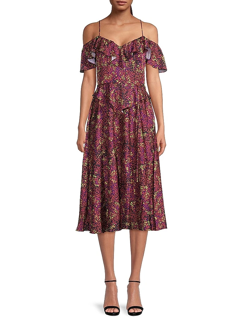 Printed Off-The-Shoulder Midi-Dress