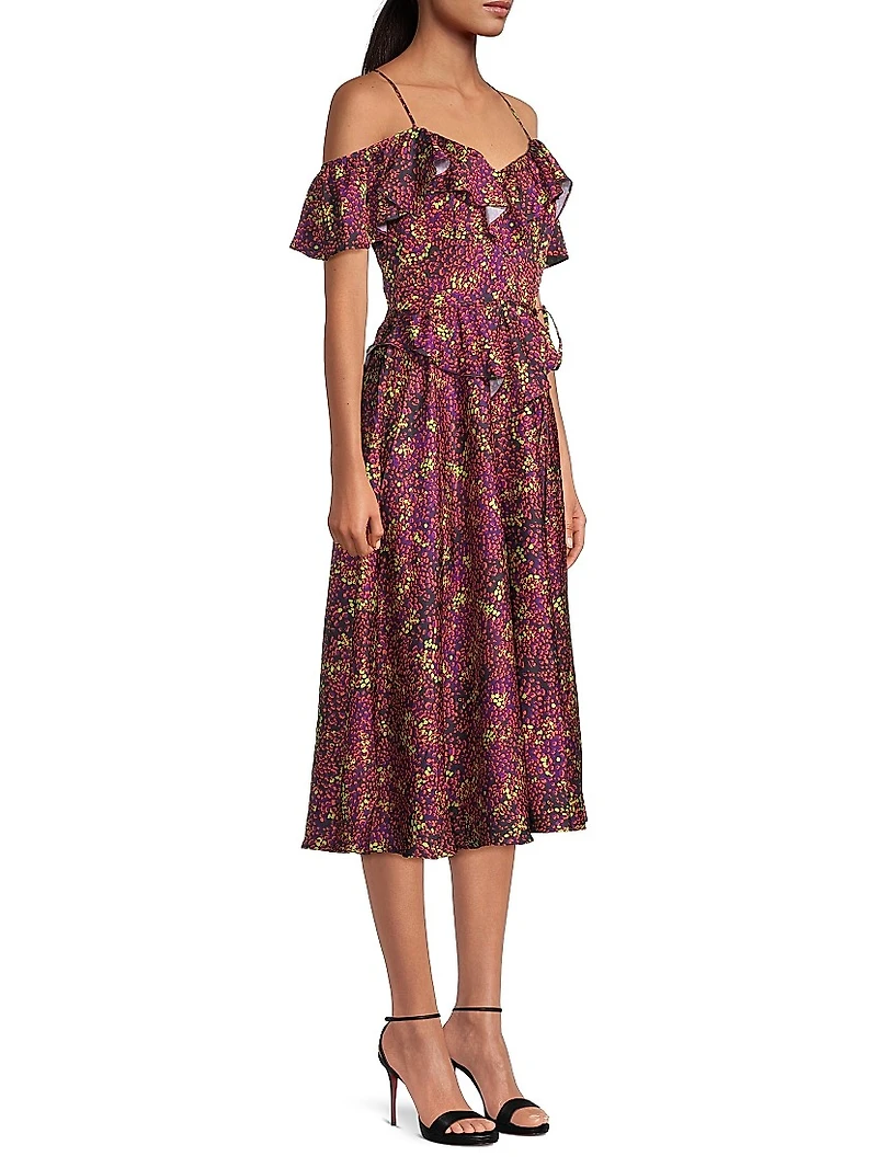 Printed Off-The-Shoulder Midi-Dress