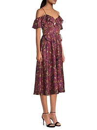 Printed Off-The-Shoulder Midi-Dress