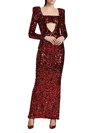Charleston Cut-Out Sequined Gown