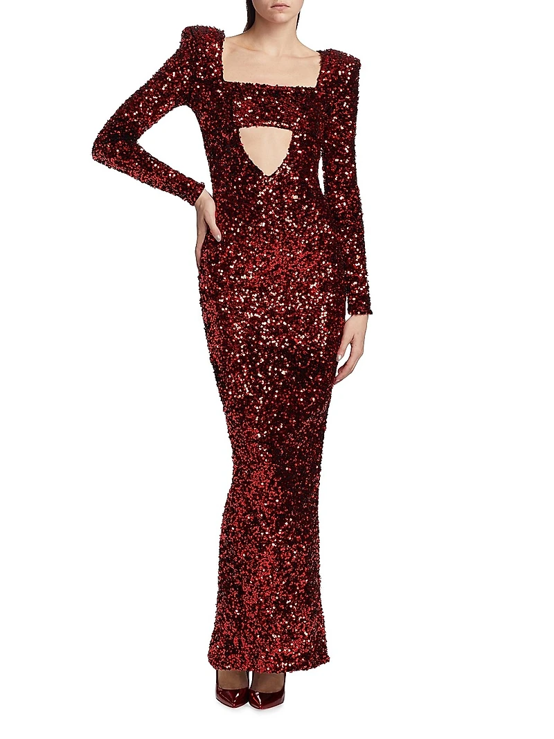 Charleston Cut-Out Sequined Gown