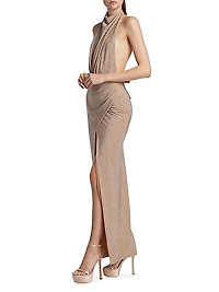 Tara Draped Open-Back Gown