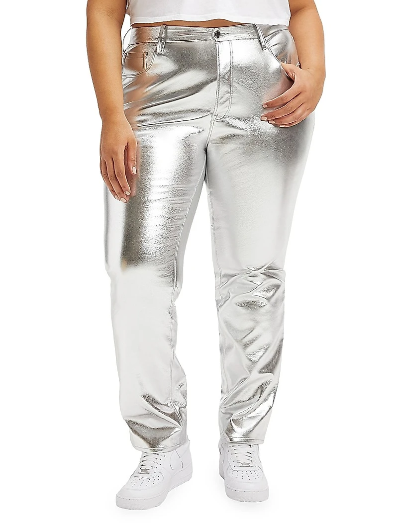 Good Icon Metallic Faux Leather Pants
