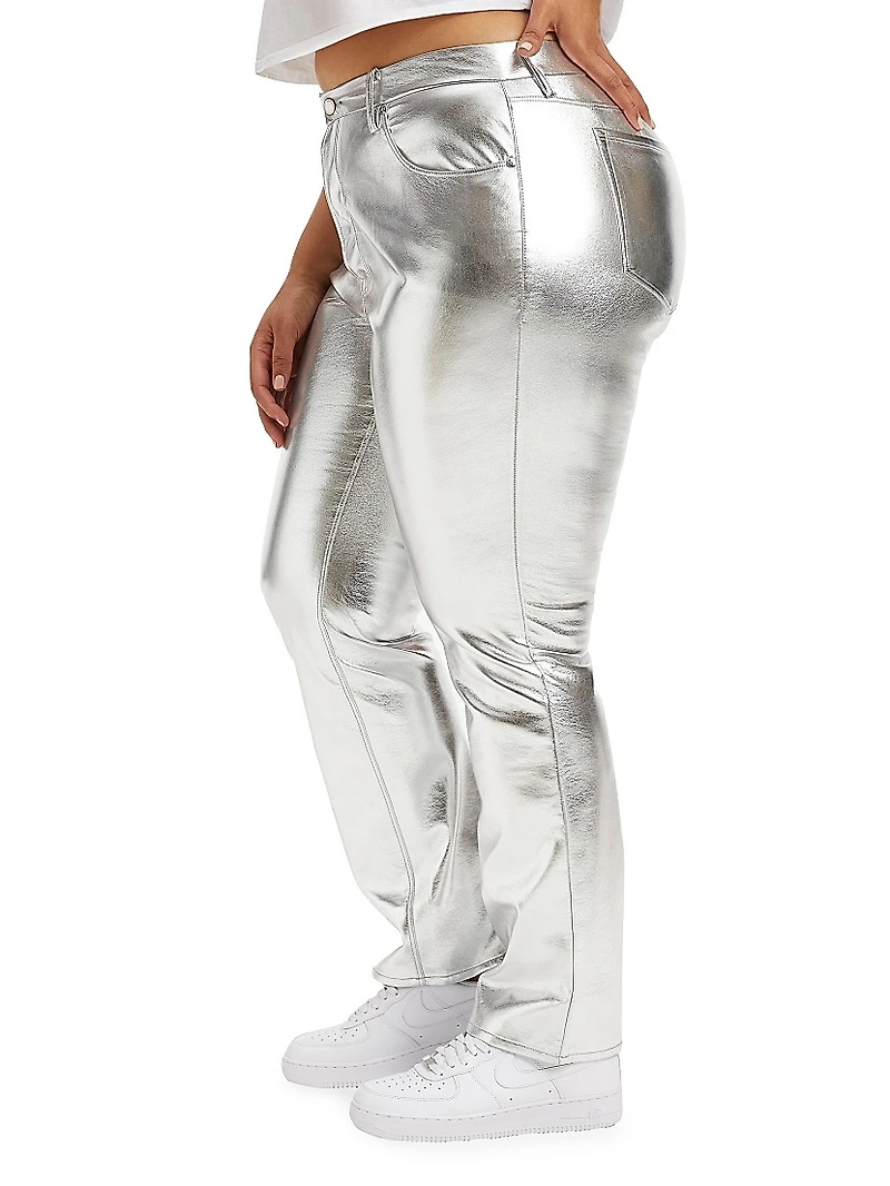 Good Icon Metallic Faux Leather Pants