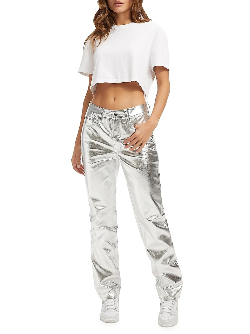 Good Icon Metallic Faux Leather Pants
