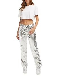 Good Icon Metallic Faux Leather Pants