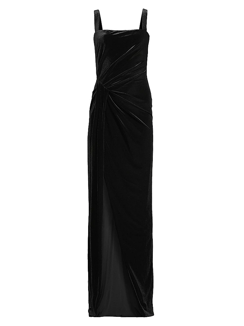 Domino Draped Velvet Gown