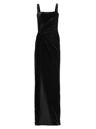 Domino Draped Velvet Gown