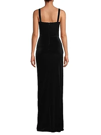 Domino Draped Velvet Gown