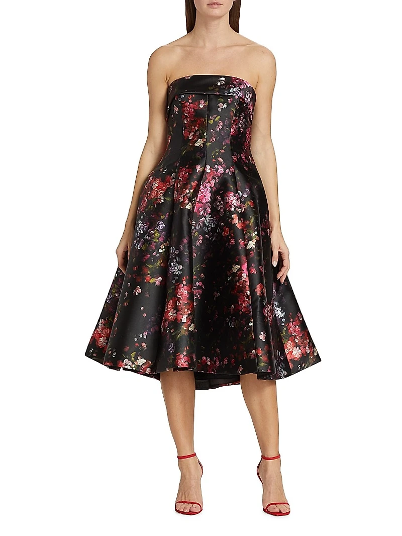 Mikado Strapless Paneled Cocktail Dress