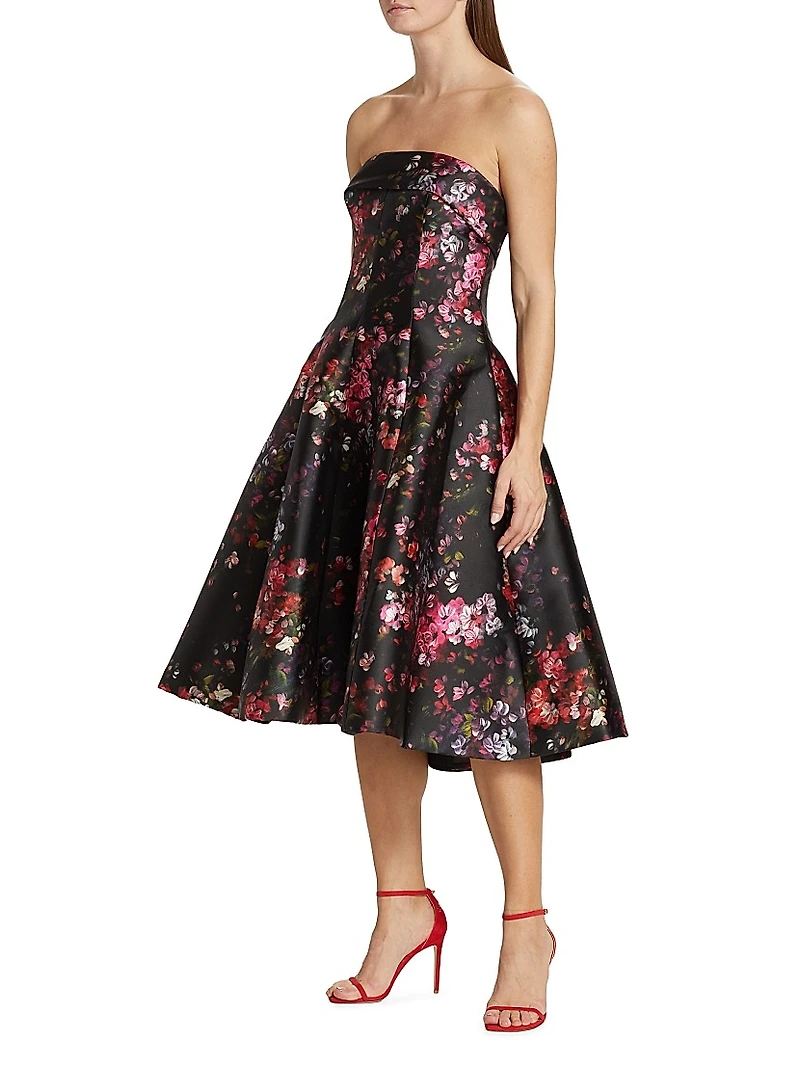 Mikado Strapless Paneled Cocktail Dress